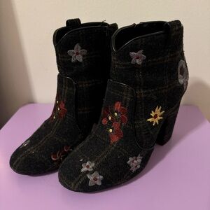 floral wool booties
